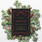Invitation Black bow red hand-drawn Christmas Party