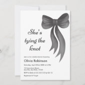 Invitation Black Bow She's Tying the Knot Bridal Shower  (Devant)