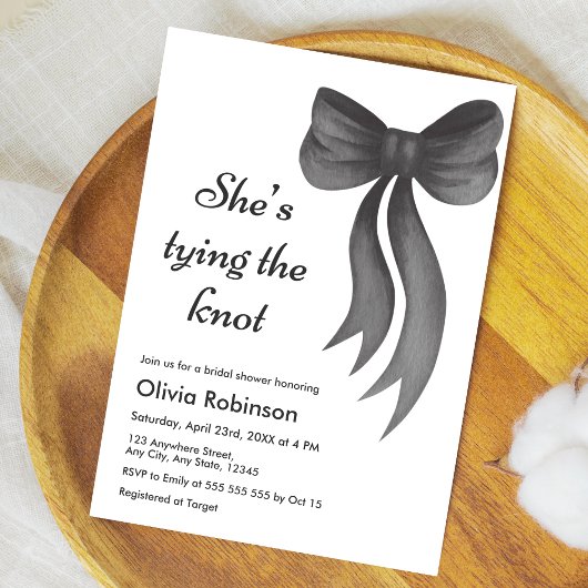 Invitation Black Bow She's Tying the Knot Bridal Shower 