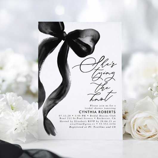 Invitation Black Bow She's Tying the Knot Bridal Shower