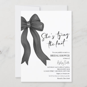 Invitation Black Bow She's Tying the Knot Fête des mariées