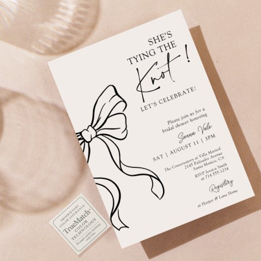 Invitation Black Bow She's Tying the Knot mignonne Fête des m