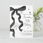 Invitation Black Bow Spider Web Coquette Halloween Anniversai (Debout devant)