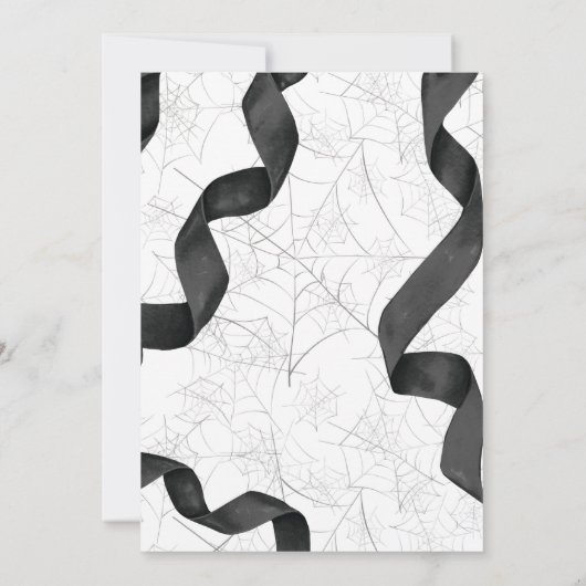 Invitation Black Bow Spider Web Coquette Halloween Anniversai (Dos)