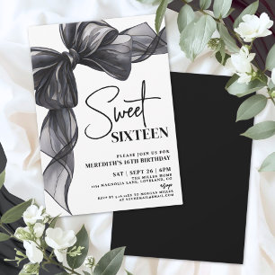 Invitation Black Bow Sweet Seize 16e Anniversaire