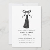 Invitation Black Bow Tassel Modern College Graduation Party (Devant)