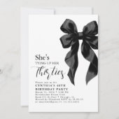 Invitation Black Bow Tying Up Her Thirties 40Th Birthday (Devant)