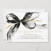 Invitation Black Bow Tying Up Her Thirties 40Th Birthday (Devant)