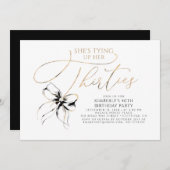Invitation Black Bow Tying up Her Thirties 40th Birthday  (Devant / Derrière)