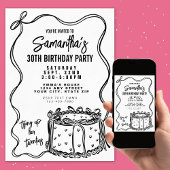 Invitation Black Bow Tying Up Her Twenties 30th Birthday