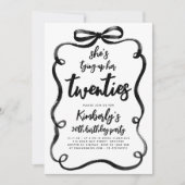 Invitation Black Bow Tying Up Her Twenties 30Th Birthday (Devant)