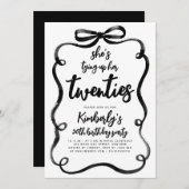 Invitation Black Bow Tying Up Her Twenties 30Th Birthday (Devant / Derrière)