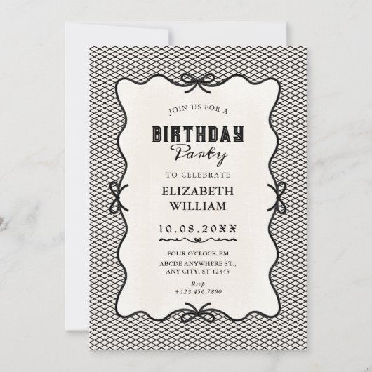 Invitation Black bow vintage (Devant)
