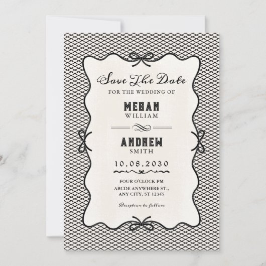 Invitation Black bow wedding  (Devant)