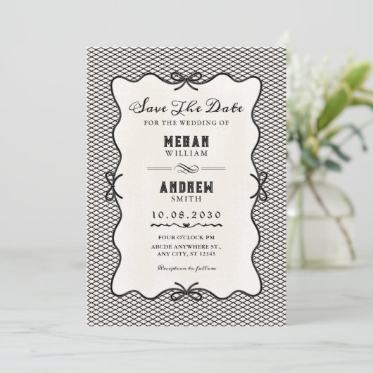 Invitation Black bow wedding (Debout devant)