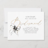Invitation Black Bow Whimsical Modern Bridesmaid Proposal (Devant)