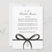 Invitation Black Bow With Pearl Old Money Style Bridal Shower (Devant)