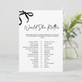 Invitation Black Bow Would She Rather Bridal Shower Game (Debout devant)