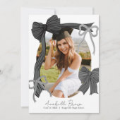 Invitation Black Bows Photo Graduation Announcement (Devant)