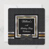 Invitation Black Bowtie Gold Silver Studs fête d'anniversaire (Devant)