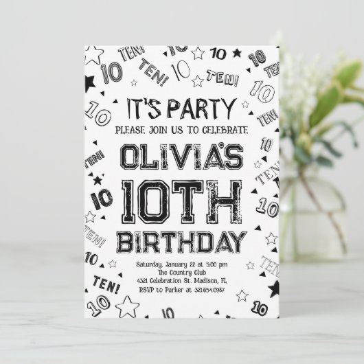 Invitation Black Boy Number Dix Anniversaire (Debout devant)