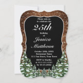 Invitation Black Bracket Snowy Bois & Forêt Anniversaire (Devant)