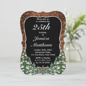 Invitation Black Bracket Snowy Bois & Forêt Anniversaire (Debout devant)