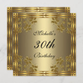 Invitation Black Bronze Or & Or Fleurs (Devant / Derrière)