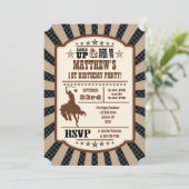 Invitation Black Brown Cowboy Rodeo Anniversaire Fête Invitat (Debout devant)