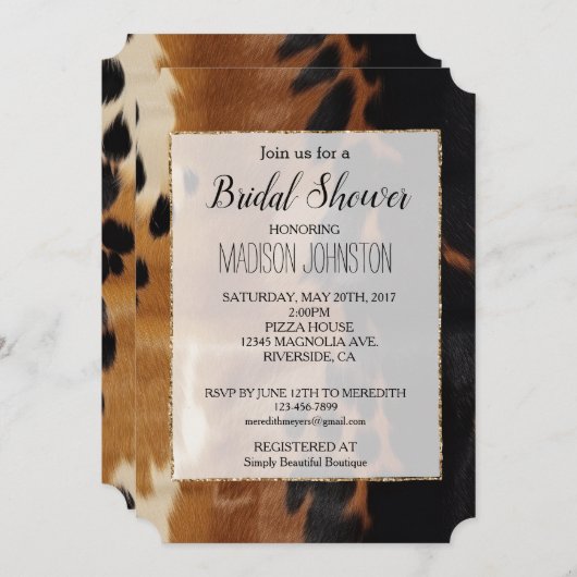 Invitation Black Brown Gold Cowhal Sud-Ouest (Devant / Derrière)