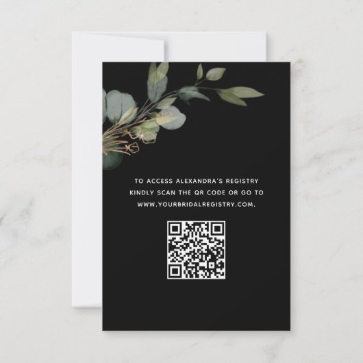 Invitation Black Brunch & Bubbly QR Code Eucalyptus (Dos)