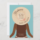 Invitation Black Brunette Bachelorette Week-end Pool Party (Devant)