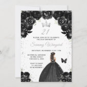 Invitation Black Brunette Hair Princess Anniversaire (Devant)