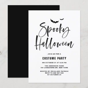 Invitation Black Brush Letters Éffrayant Halloween Party