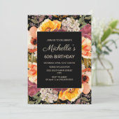 Invitation Black Burgundy Orange Floral Gold 60e anniversaire (Debout devant)