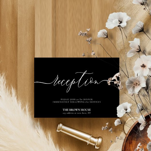 Invitation Black Calligraphy Dîner mariage réception