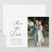 Invitation Black calligraphy script wedding save the date (Devant / Derrière)