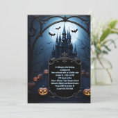 Invitation Black Castle Ado Halloween fête d'anniversaire (Debout devant)