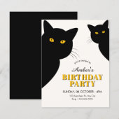 Invitation Black cat birthday (Devant / Derrière)