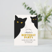 Invitation Black cat birthday (Debout devant)