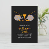 Invitation Black Cat Face Halloween fête d'anniversaire (Debout devant)