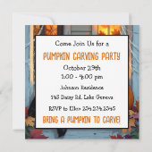 Invitation Black Cat Halloween Pumpkin Carving Party (Dos)