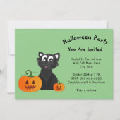 Invitation Black Cat Jack o' Lanterns Citrouille Halloween Pa (Devant)