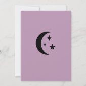 Invitation Black Cat sorcière violette Lune Étoiles Halloween (Dos)