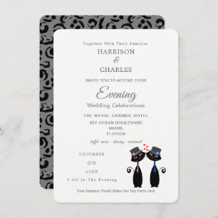 Invitation Black Cats Gay Mariage Purrr..fect Soirée