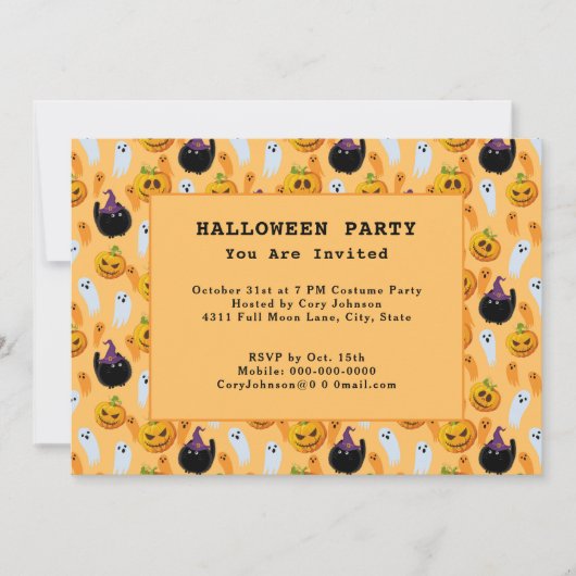 Invitation Black Cats Ghost Jack o' Lanterns (Devant)
