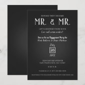 Invitation Black Caviar Classe Élégant MR. Fête de Fiançaille (Devant / Derrière)