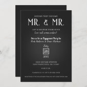 Invitation Black Caviar Classy Élégant MR Fêtes de fiançaille (Devant / Derrière)