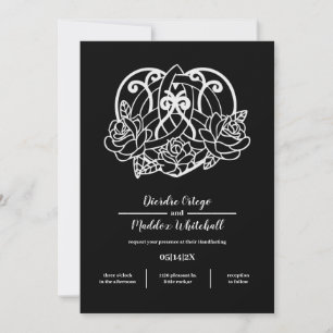 Invitation Black Celtic Heart Knot Floral Handfasting