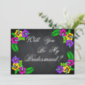 Invitation Black Chalk Board Floral Seras-tu ma servante (Debout devant)